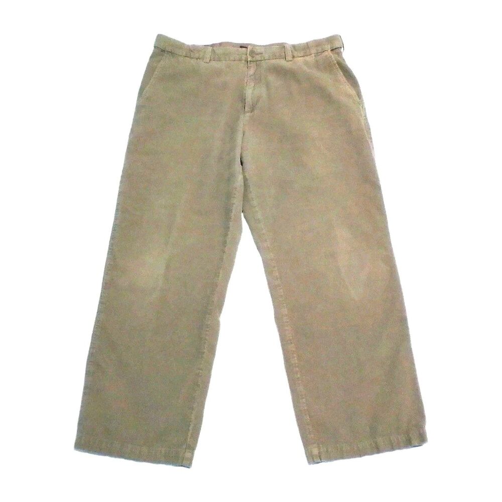 croft barrow mens pants 38x29 khaki flat front chinos casual cotton dress slacks
